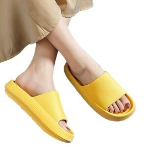 Yellow Sizes 5.5-9 Cushion Foam Single Band Slides Pool Shower Shoes